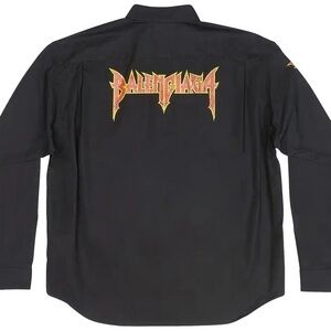 Balenciaga Black Metal Shirt with Yellow-Red Back Logo